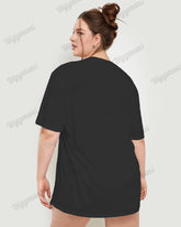 Big & Tall Women's Star & Moon Print Loose Short Sleeve T-shirt